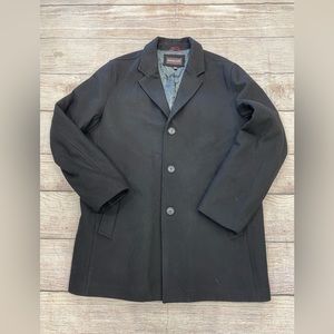 Michael Kors Black wool coat buttons up front slit pockets Size XLTall